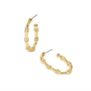 Kendra Scott Maura Gold Bamboo Hoop earrings in White Crystal